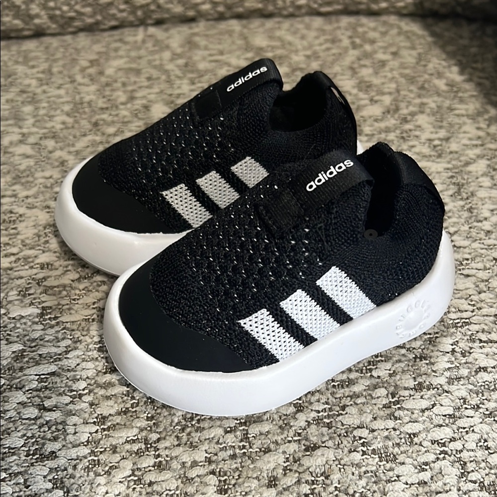 Adidas Kids Black and White Slip-On Shoes